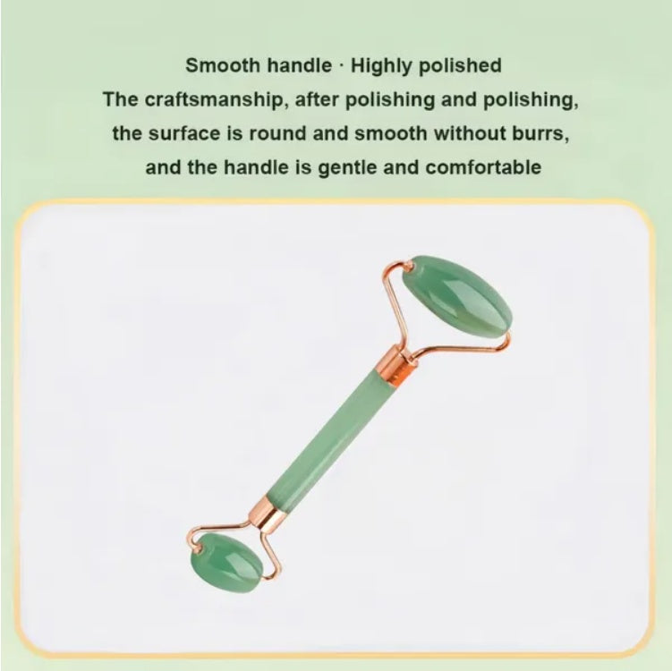 Jade Roller & Gua Sha Set - Natural Facial Massage Tool for Lymphatic Drainage & Glowing Skin