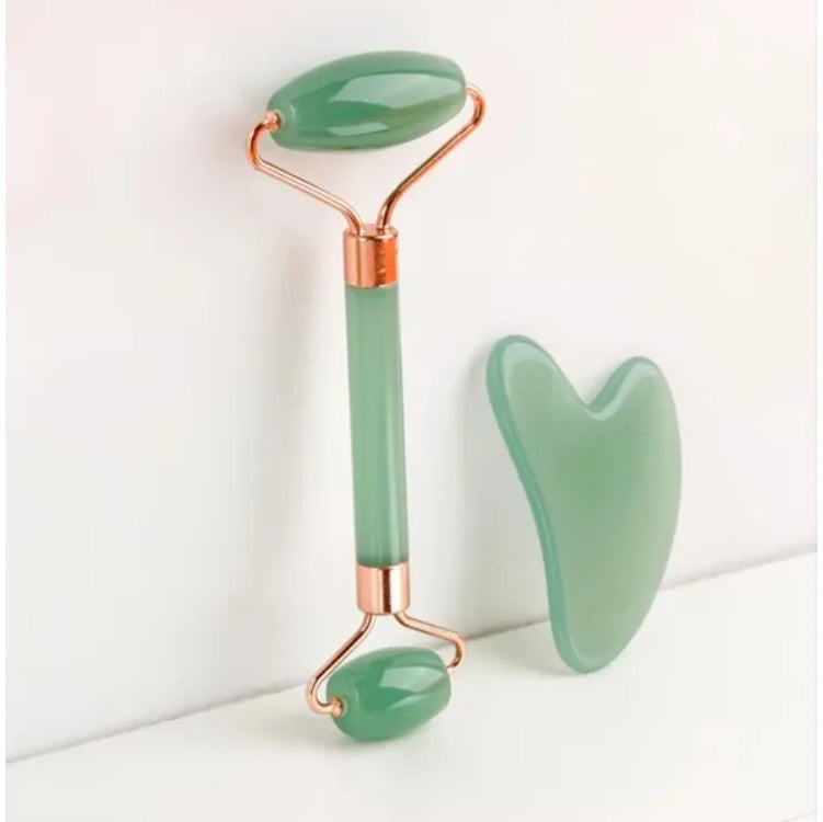Jade Roller & Gua Sha Set - Natural Facial Massage Tool for Lymphatic Drainage & Glowing Skin