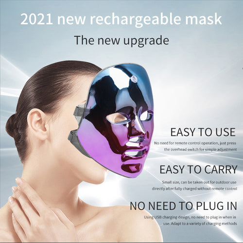 LED Red Light Therapy Face Mask – Rechargeable 7-Color Photon Mask for Acne, Wrinkles & Glowing Skin